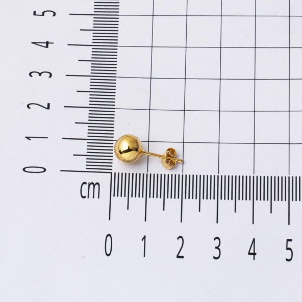 14 Ayar Altın Top Küpe 6 mm. - 6