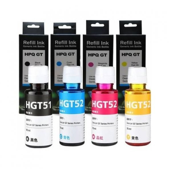 Eko Kartuş Hp Ink Tank 319 4 Renk (GT51XL GT52XL) 90ML Muadil Mürekkep,