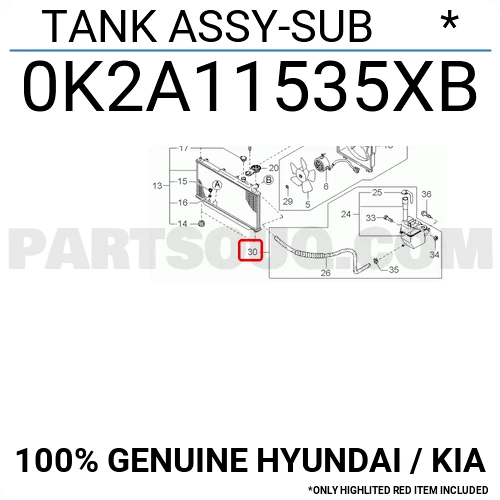 Kia Sephia 1.5 1998-2001 Radyatör yedek Su depo Orjinal ürün görseli