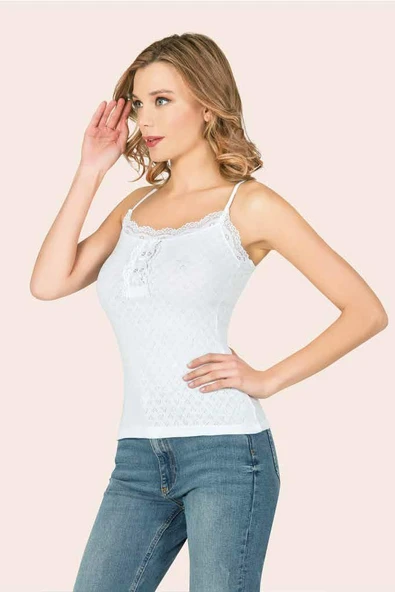 Anıt Bayan İp Askılı Jakarlı Fiyonklu Atlet 2171 - Resim 2