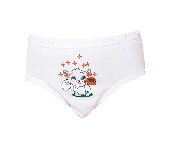 Seher Yıldızı Kız Çocuk Külot İşlemeli Külot Beyaz