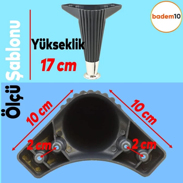 Wetra Line Lüks Mobilya Kanepe Tv Ünitesi Konsol Koltuk Ayağı 17 Cm Antrasit Krom Baza Ayakları - Resim 2