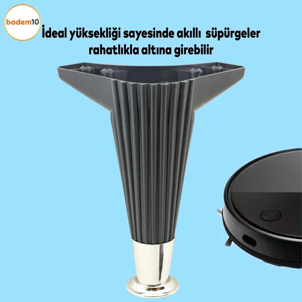 Wetra Line Lüks Mobilya Kanepe Tv Ünitesi Konsol Koltuk Ayağı 17 Cm Antrasit Krom Baza Ayakları - Resim 3