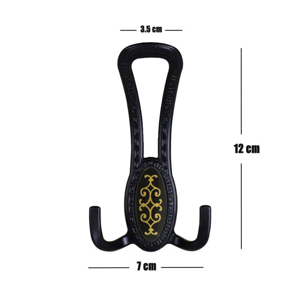 Seçil Portmanto Vestiyer Duvar Askısı Dolap Elbise Askılığı Mat Siyah Gold Desenli - 2