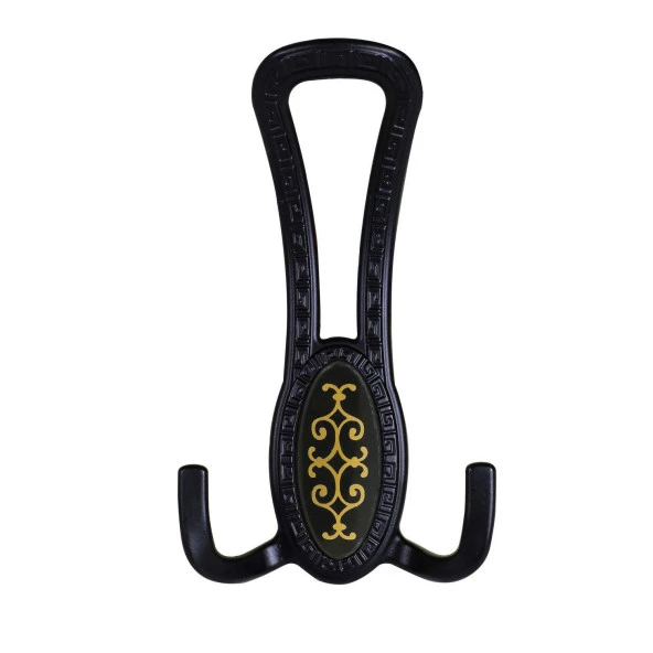 Seçil Portmanto Vestiyer Duvar Askısı Dolap Elbise Askılığı Mat Siyah Gold Desenli - 4