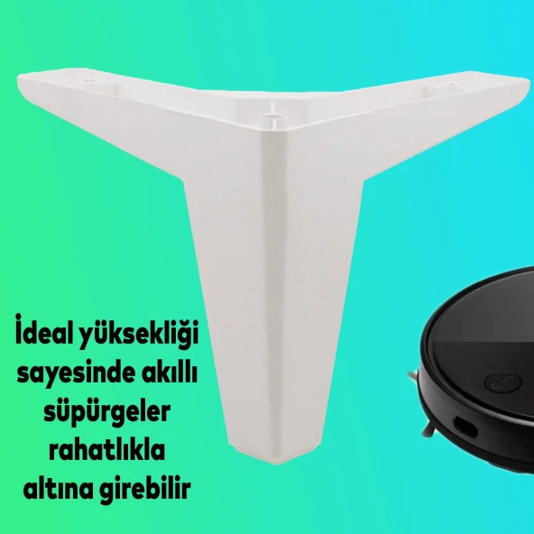 Sedir Lüks Mobilya Kanepe Sehpa TV Ünitesi Koltuk Ayağı 12 cm Beyaz Baza Ayak - 4