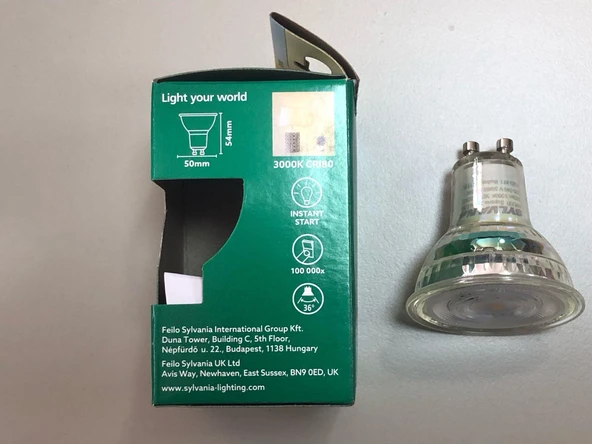 6 ADET SYLVANIA  DİMLİ  6W 75W 550 LÜMEN GU 10 3000KELVİN LED SPOT  25,000 SAAT                                25,000 SAAT - 3