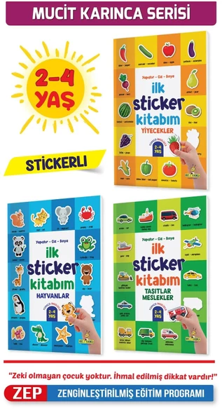 Y.Z. 2-4 Yaş İlk Sticker Kitabım Yapıştır-Çiz-Boya (Taşıtlar Hayvanlar Yiyecekler) - 9