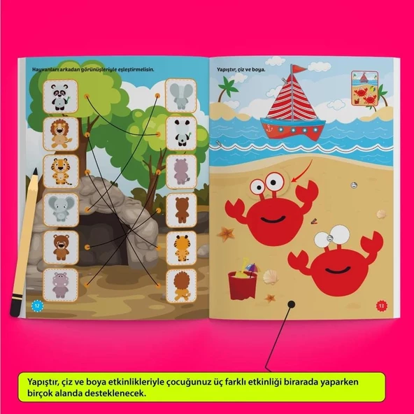 Y.Z. 2-4 Yaş İlk Sticker Kitabım Yapıştır-Çiz-Boya (Taşıtlar Hayvanlar Yiyecekler) - 8
