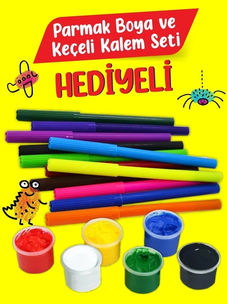 3-6 Yaş İnce Motor Becerilerini Geliştiren Parmak Boyama Kitabım Serisi (Parmak Boya ve Keçeli Kalem Seti Hediyeli) - 12