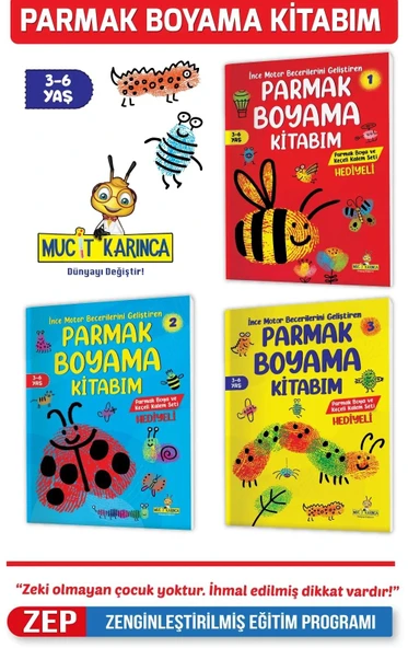 3-6 Yaş İnce Motor Becerilerini Geliştiren Parmak Boyama Kitabım Serisi (Parmak Boya ve Keçeli Kalem Seti Hediyeli) - 11
