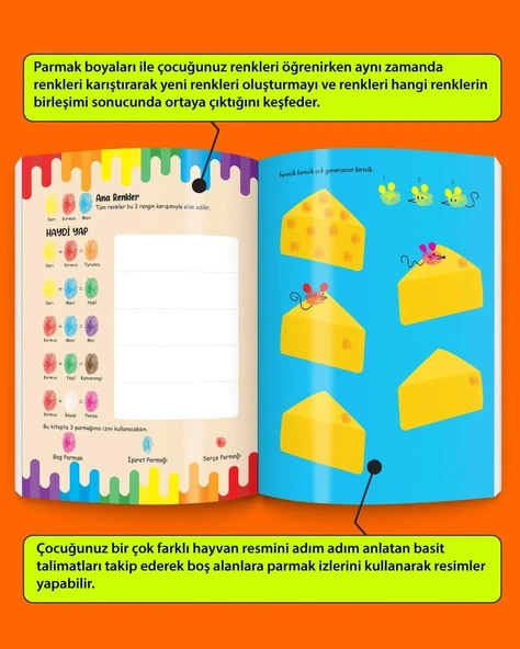 3-6 Yaş İnce Motor Becerilerini Geliştiren Parmak Boyama Kitabım Serisi (Parmak Boya ve Keçeli Kalem Seti Hediyeli) - 5