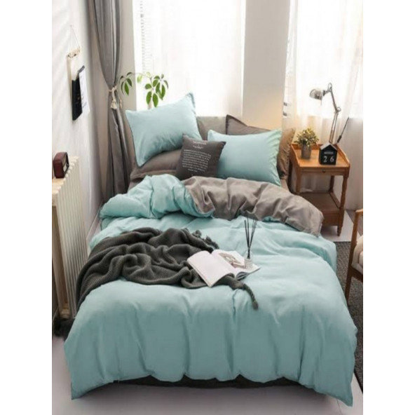 HMCHOME Çift Kişilik Nevresim Takımı Mint GRİ
