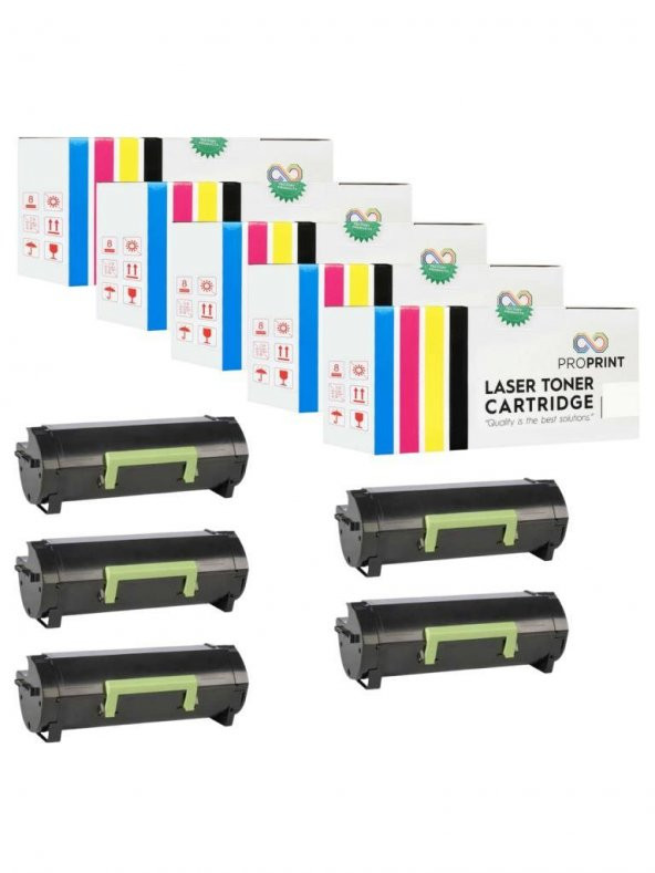 TKPrint Lexmark MX812dxme MX812dfe 62D5H00 Siyah 5 Adet 25000 Sayfa Muadil Toner