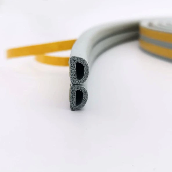 Contacall Bondit Çift Sarım Kauçuk Kapı ve Pencere Izolasyon Bandı Fitili 3X2 6 Metre Gri - Resim 3