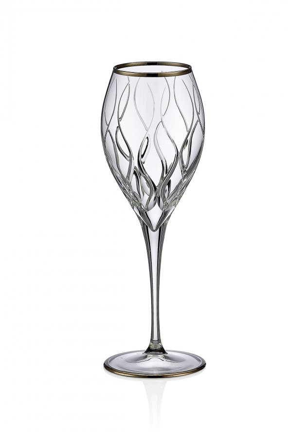 Kcd Kilim Platin Kesme El Dekor Yaldızlı Desenli Cam 6 Adet Ayaklı Bardak Kadeh - Resim 2