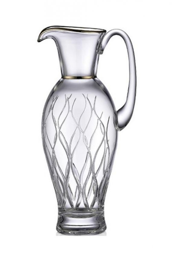 Kcd Kilim Platin Kesme El Dekor Yaldızlı Desenli Cam Karaf Sürahi - 2