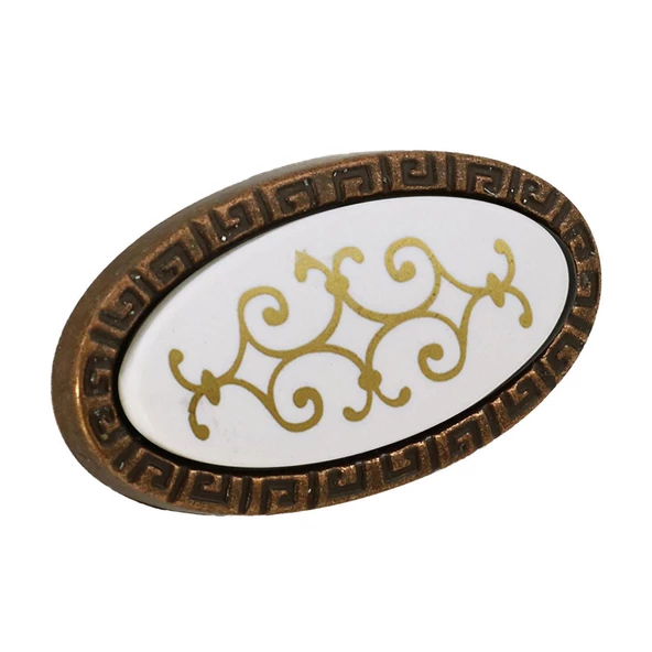 Seçil Düğme Metal Beyaz Eskitme Antik Bakır (4 ADET) Mobilya Mutfak Dolap Kulpu Kulbu Kulpları - 2