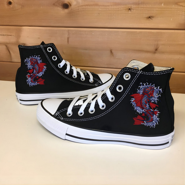 Desenli Bilekli Günlük Convers Spor Ayakkabı Kartal,Kurt,Balık,Aslan - 4