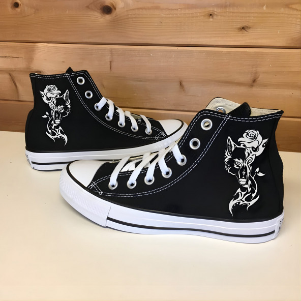 Desenli Bilekli Günlük Convers Spor Ayakkabı Kartal,Kurt,Balık,Aslan - 5