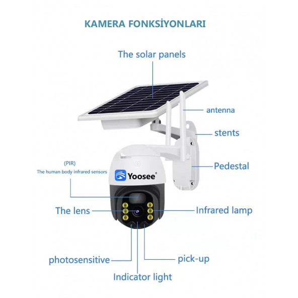 4G güneş enerjili sim kartlı solar güvenlik kamerası.