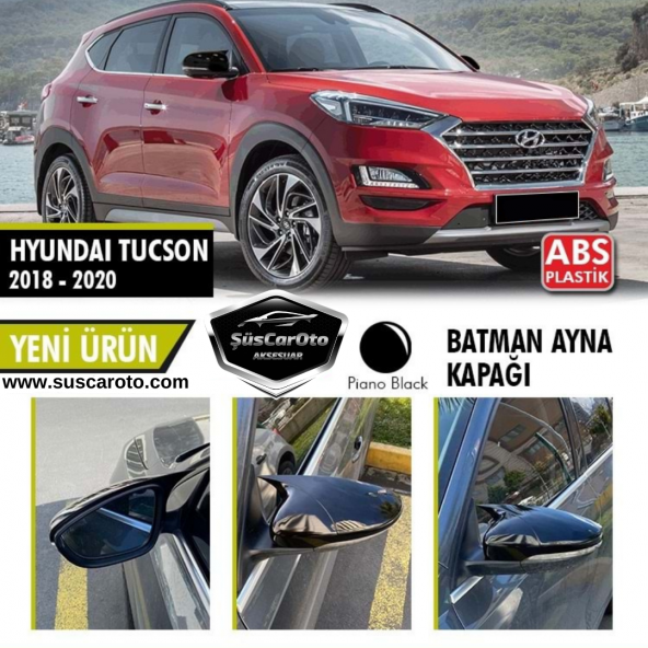 Hyundai Tucson 2018-2020 Uyumlu Batman Yarasa Ayna Kapağı Piano Black ABS Plastik ürün görseli 1