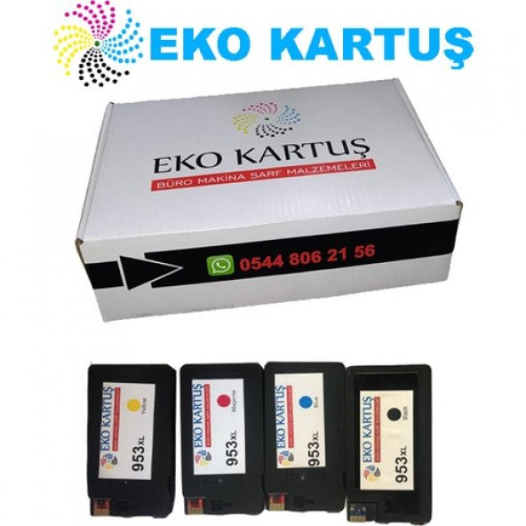 Eko Kartuş Hp D9L18A 4 Renk 953XL Muadil Kartuş, - 2
