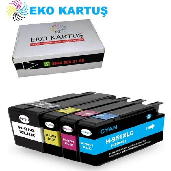 Eko Kartuş Hp Officejet Pro 8100 Eprinter 4 Renk (950XL-951XL) Muadil Kartuş, - Resim 2