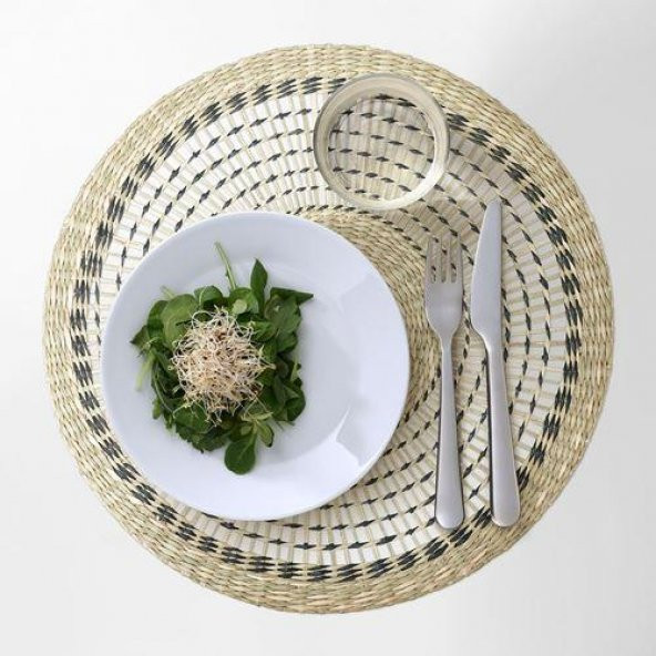6 Adet Amerikan Servis, Natürel MeridyenDukkan 37 cm Rattan-Yuvarlak-Dekoratif Servis - 3
