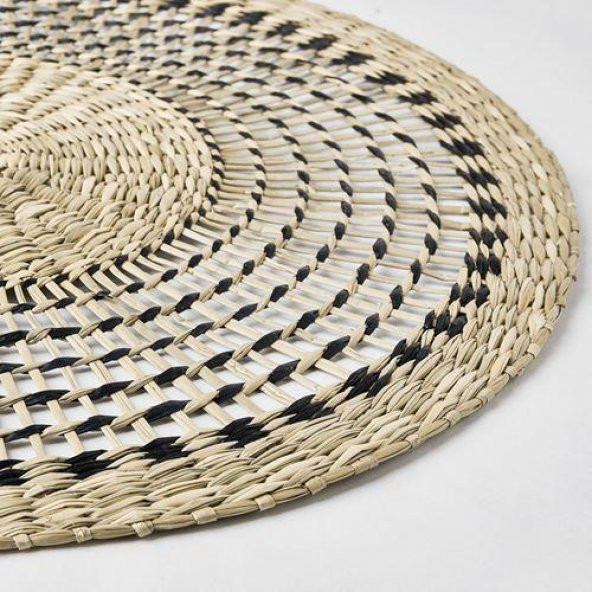 6 Adet Amerikan Servis, Natürel MeridyenDukkan 37 cm Rattan-Yuvarlak-Dekoratif Servis - 4