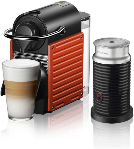 Nespresso C66R Pixie Kırmızı Kahve Makinesi ve Süt Köpürtücü Aksesuar