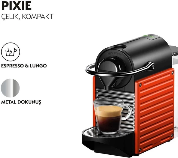 Nespresso C66R Pixie Kırmızı Kahve Makinesi ve Süt Köpürtücü Aksesuar - 2