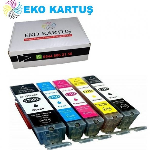 Eko Kartuş Canon Pixma TS-5051 5 Renk PGI-570 CLI-571 Muadil Kartuş, - Resim 2