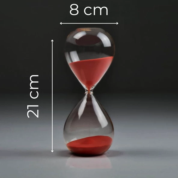 Kırmızı 1 Saat Kum Saati, Sevgililer Günü için Hediye,Dekoratif Cam Kum Saati Kitaplık Masa Dekoru - Resim 3