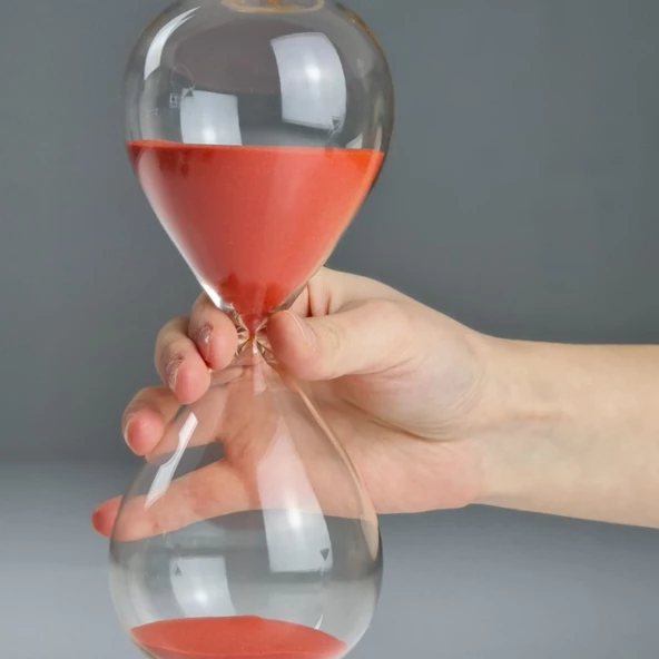 Kırmızı 1 Saat Kum Saati, Sevgililer Günü için Hediye,Dekoratif Cam Kum Saati Kitaplık Masa Dekoru - Resim 4
