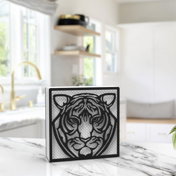 Kaplan Temalı Metal Peçetelik - 3