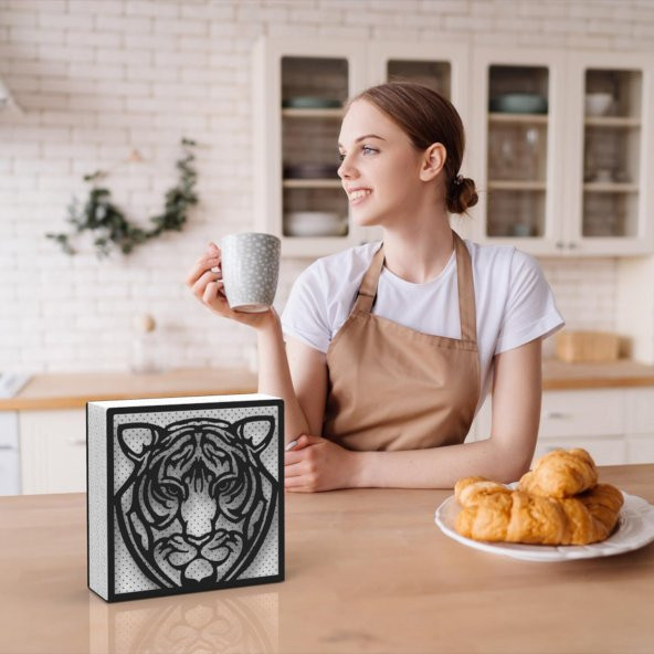 Kaplan Temalı Metal Peçetelik - 5