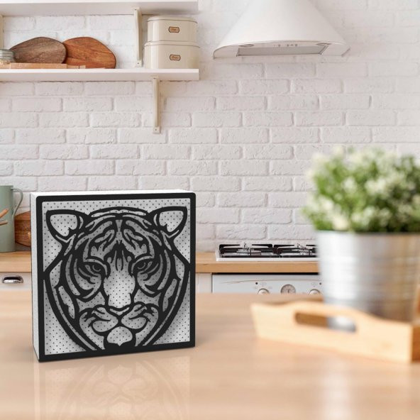 Kaplan Temalı Metal Peçetelik - 6