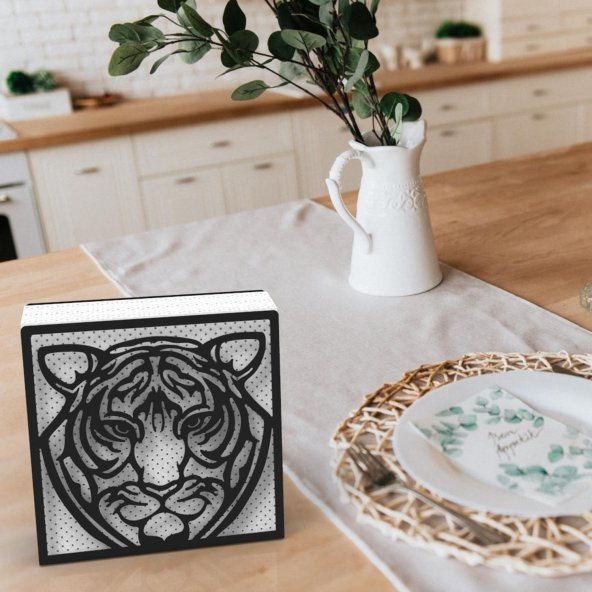 Kaplan Temalı Metal Peçetelik - 7