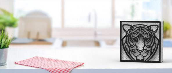 Kaplan Temalı Metal Peçetelik - 8