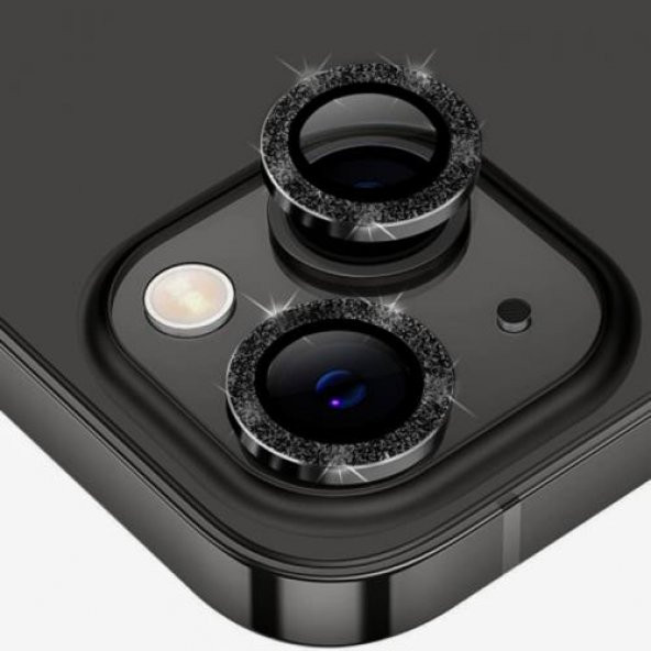 Coofbe Diamond Taş İşlemeli iPhone 14-14 Plus Kamera Koruyucu Lens, 0.2MM 5 Katmanlı Kırılmaz