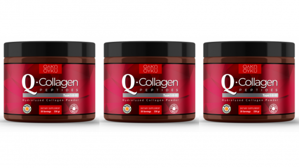 Öykü Q-COLLAGEN / Collagen / Kolajen / Tip 1-2-3 Vitamin C (238gr Toz) 3 Kutu / İlaç Kutusu Hediye - Resim 2