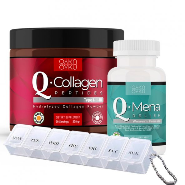 Q-COLLAGEN (238 gr Toz) + Q-Mena 60 Kapsül (İlaç Kutusu Hediye) / Collagen / QMena / QCollagen