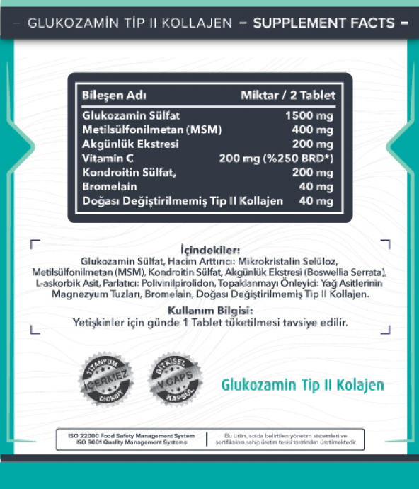 Glukozamin Tip ll Kolajen / 60 Tablet - 2