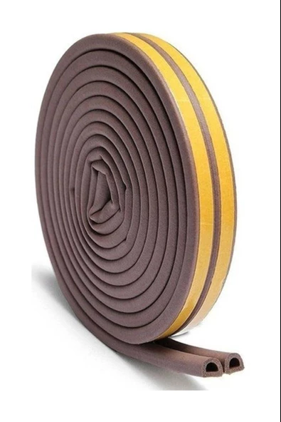 Contacall Bondit Çift Sarım Kauçuk Kapı ve Pencere İzolasyon Bandı Fitili 2X4 8 Metre Kahverengi