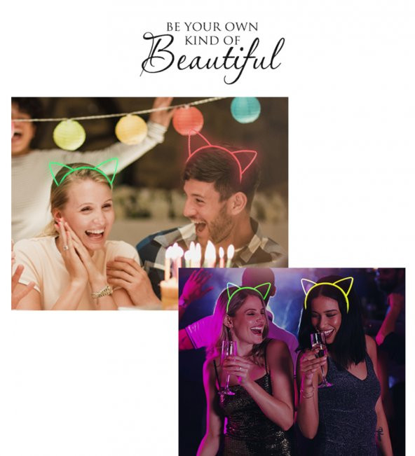 Karanlıkta Yanan Glow Kedi Kulağı Kedi Tacı Renkli 6 Adet - 3