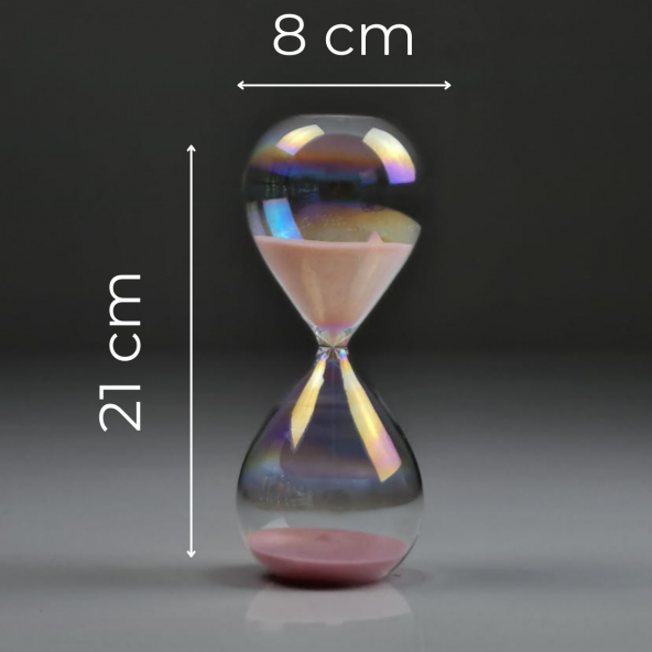 Shine Kum Saati, Gökkuşağı Parlak Cam Pembe Trend Kum Saati, 1 Saat Kum Saati, Kitaplık Masa Dekoru - 4