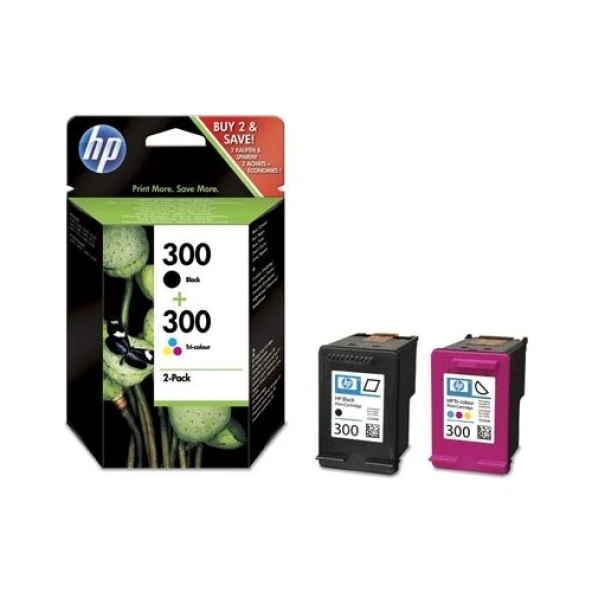 Hp 300 Cn637E Siyah+Renkli 2Li Paket Kartuş