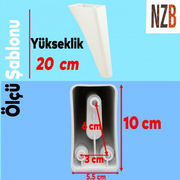 Lüks Mobilya Kanepe Sehpa TV Ünitesi Koltuk Ayağı 20 cm Beyaz Baza Ayak - Resim 2