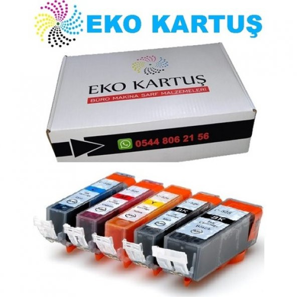 Eko Kartuş Canon Pixma MX-885 PGI-525-CLI-526 5 Renk Set Muadil Kartuş, - 2